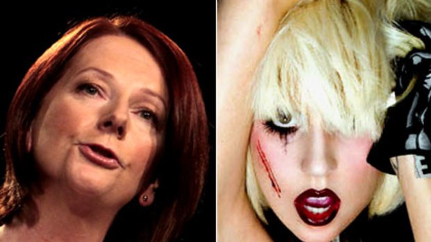 'Moderate connection' ... Julia Gillard (left) and Lady Gaga.