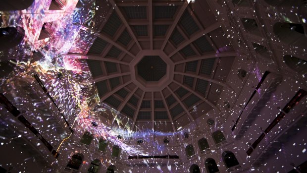 The State Library's Reading Room Dome during White Night. 
Picture: James Braund.

