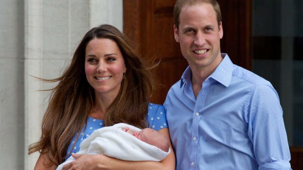Proud parents: William and Kate show off their new arrival.