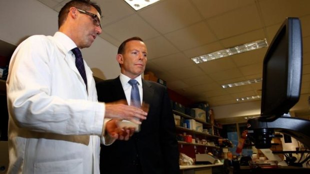 Prime Minister Tony Abbott Peter MacCallum Cancer Centre in East Melbourne. 