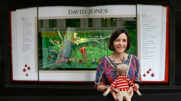 Deer's tale: Sydney children's writer Ursula Dubosarsky with the reindeer that inspired her story told in the David Jones Christmas windows this year.