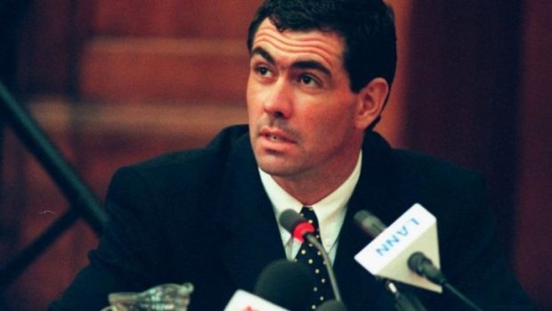 Former South African captain Hansie Cronje at his cricket corruption hearing in 2000.