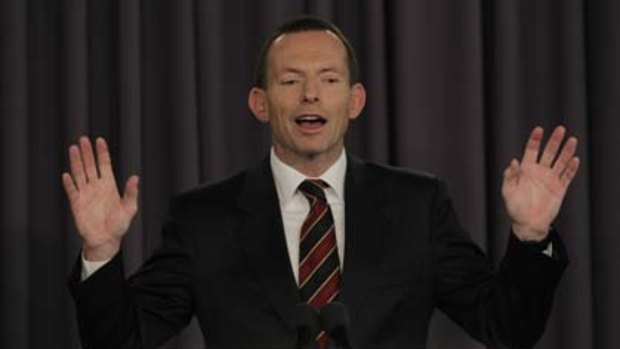 Opposition Leader Tony Abbott speaks at the National Press Club in Canberra.