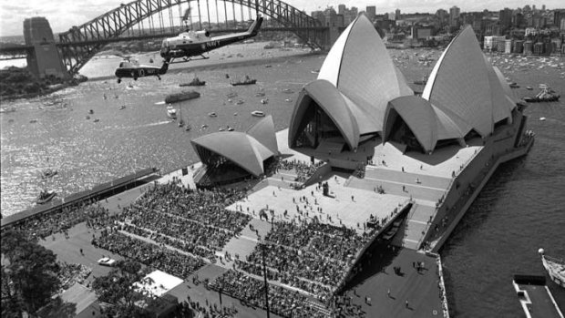 Grand icon: Queen Elizabeth II officially opened the Opera House, in the presence of the Duke of Edinburgh, on October 20, 1973.