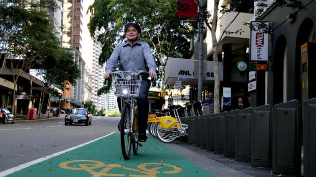 Journalist Daniel Nancarrow riding a CityCycle bike during the scheme's early days.