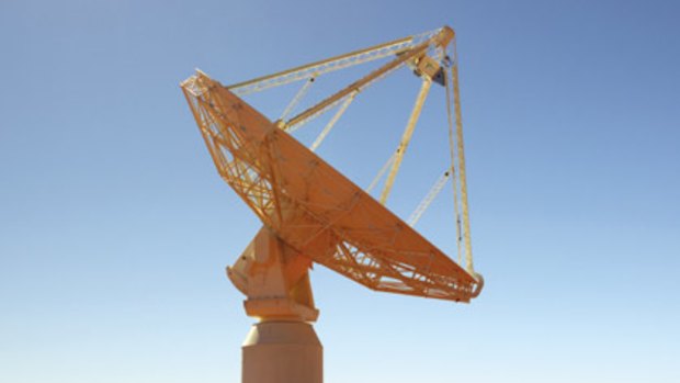 This radio telescope about 400km north-east of Geraldton has been hooked up to five others across Australasia to showcase the bid for the $2.5b Square Kilometre Array project.