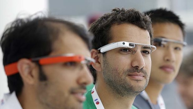 Quite a spectacle: Google Glass team members proudly sport Google Glasses.