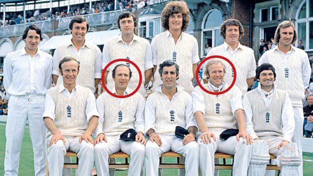 Teammates: The England team for the fifth Test at the Oval in August 1977. Back row (from left): Derek Randall, Bob Woolmer, Mike Hendrick, Bob Willis, Graham Roope, John Lever. Front row: Derek Underwood, Geoff Boycott (circled), Mike Brearley, Tony Greig (circled), Alan Knott.