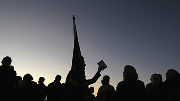 Crowds gather at an Anzac Day dawn service in the Sydney suburb of Mosman.