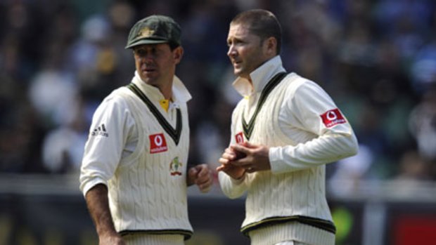 Stand-in skipper Michael Clarke with Ricky Ponting.