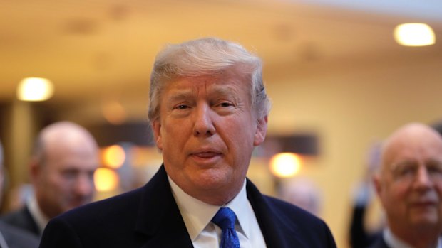 U.S. President Donald Trump arrives at the annual meeting of the World Economic Forum in Davos, Switzerland,