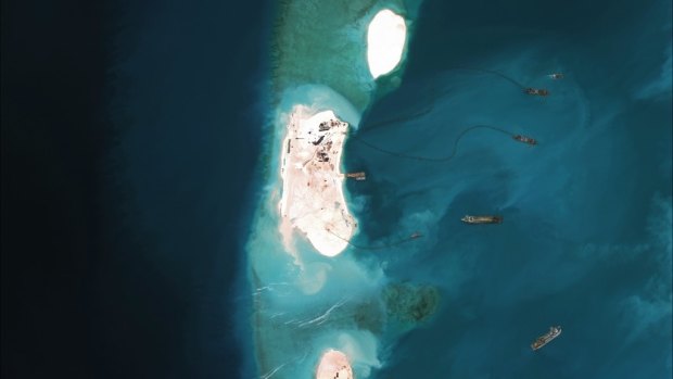 China's reclamation efforts on Mischief reef in the Spratly Islands seen in this photo from March. 