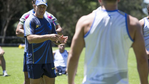 Brad Arthur at training with his Eels charges.