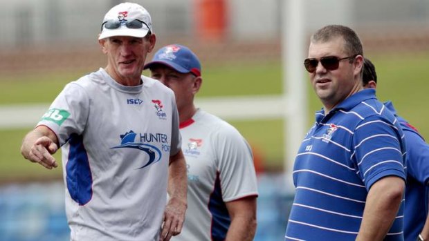 Mining magnate Nathan Tinkler with Knights coach Wayne Bennett.