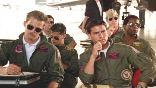 No CGI jets. Tom Cruise (front right) in a still from the film Top Gun.