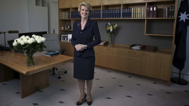 Foreign minister Julie Bishopsettles into her new ministerial suite at Parliament House after being sworn in as Foreign Minister.