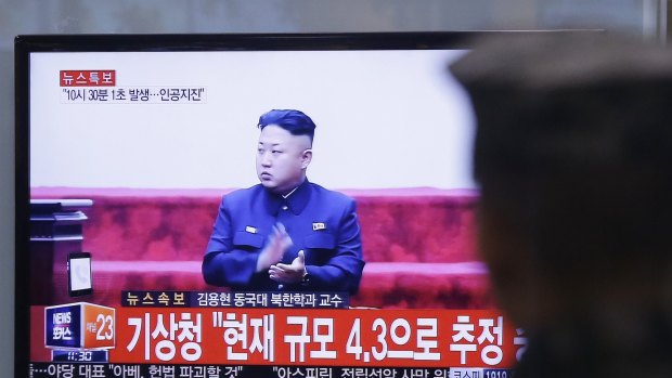 A South Korean army soldier watches a TV screen showing North Korean leader Kim Jong Un, after North Korea said on Wednesday it had conducted a hydrogen bomb test.