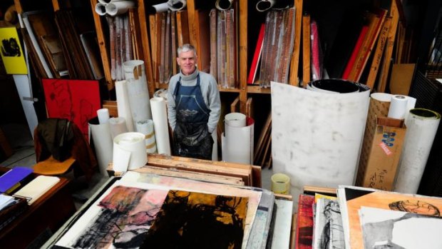 Printmaker John Loane at his studio in Mitchell.