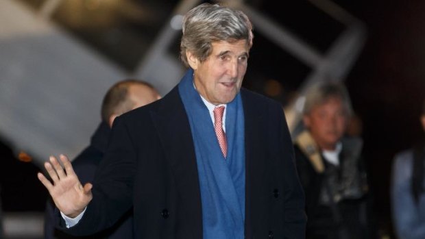 US Secretary of State John Kerry arrives at Geneva International airport.