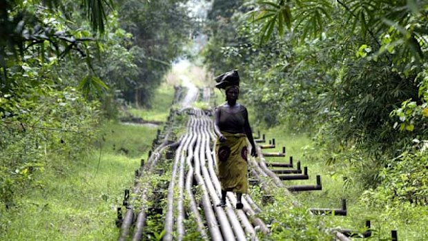 Pumping information ... Shell's oil pipelines near the Oturogu flow station in Warri, Nigeria.