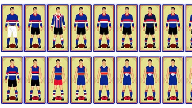 Some of the evolution of Footscray/Western Bulldogs garb.