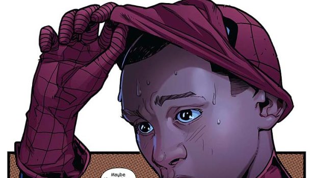 The new Spider-Man for the new age: a half-black, half-Latino nerd named Miles Morales.
