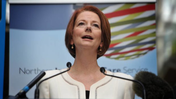 Prime Minister Julia Gillard in  Launceston yesterday.