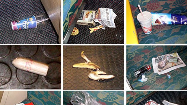 Some of the items strewn across one Airtrain.