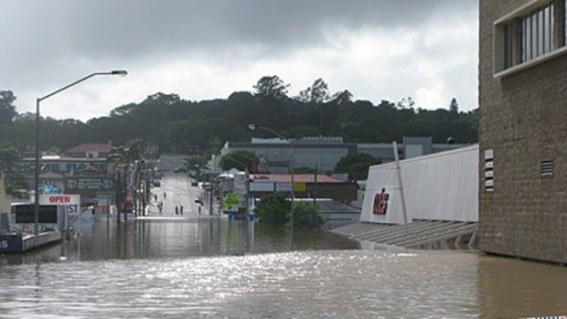 Flooding on Brisbane Street, Ipswich, on January 12.