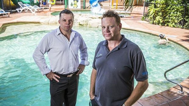 Grant Nolan, left, with Nick Briscoe, who designed Hydroxypure, at Turtle Beach Resort.