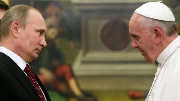 Outsized influence: Vladimir Putin and Pope Francis.