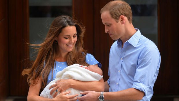 Prince William, Duke of Cambridge, and Catherine, Duchess of Cambridge show their new-born baby boy, Prince George of Cambridge, to the world's media outside the Lindo Wing of St Mary's Hospital in London in July.
