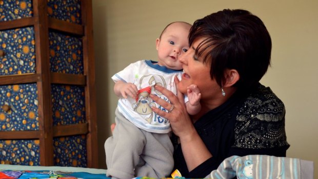 Naomi Hutson's son, Aiden, was born after an emergency caesarean.