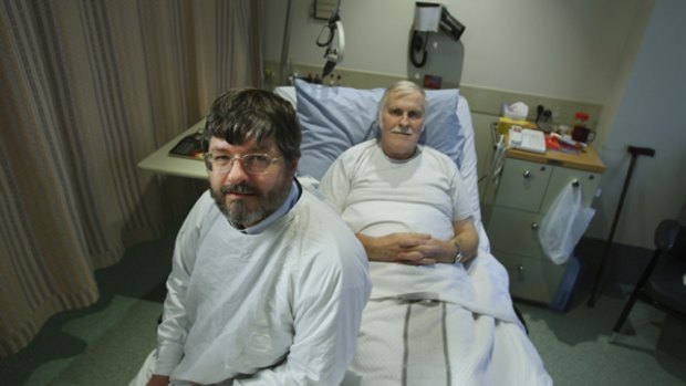 Professor Michael Parker at St Vincent's hospital with leukemia patient Ray Matheson.
