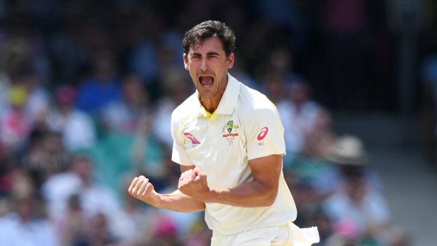 Mitch perfect: Starc reacts after dismissing England's Mark Stoneman for LBW on day four of the first Ashes Test at the SCG.