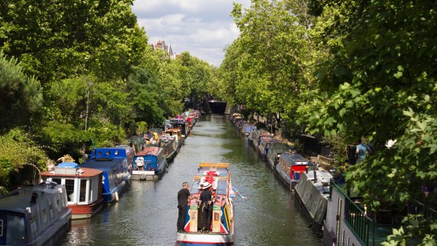 Regent's Canal viewed from Warwick Avenue, London.