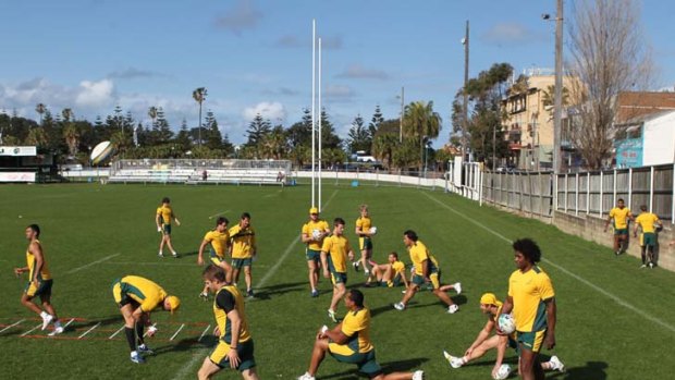 Happy squad &#8230; the Wallabies training at Coogee this week.