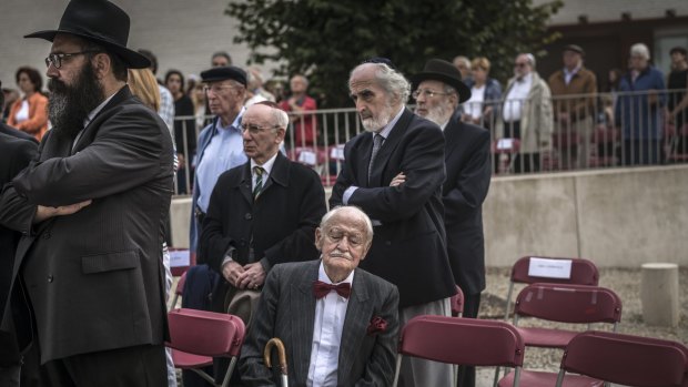 Remembering: members of the Jewish community attend a Holocaust commemoration ceremony in Mechelen, Belgium.