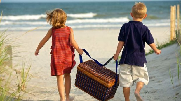 Picnic perfection: hamper heaven at the beach.