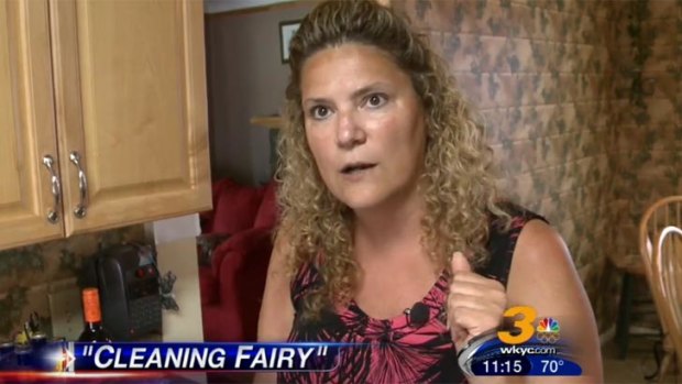 Homeower Sherry Bush was away and her daughter was asleep upstairs while the 'cleaning fairy' was at work.