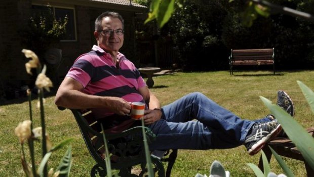 Back to base: Jon Stanhope relaxes at home in Bruce after returning from Christmas Island.
