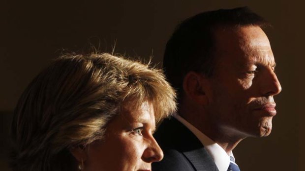 Carbon cloud ... Tony Abbott and Julie Bishop.