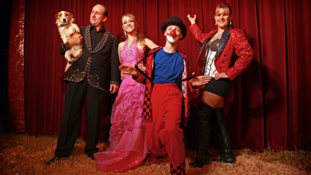 Send in the clowns: Tony and Cathy Maynard with children Kelly and Joe, all performers in Eroni's Circus, which is currently performing shows in Narre Warren.