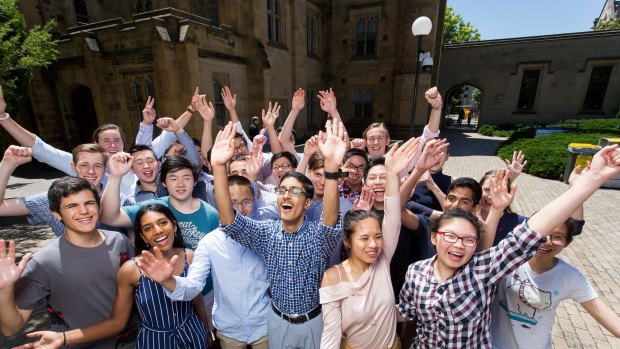 The top scoring VCE students were awarded the Melbourne Chancellor Scholarship by the University of Melbourne. Photograph Paul Jeffers The Age NEWS 15 Dec 2017