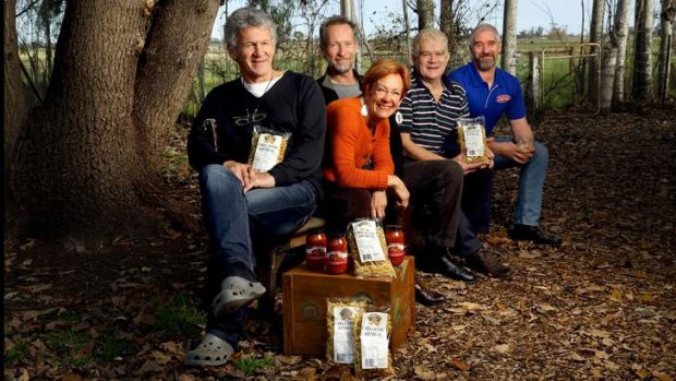 Goulburn Valley Food Co-op members Les Cameron, Liz Waters, Will Dalgliesh, Simon Fraser and Glenn McDonnell.