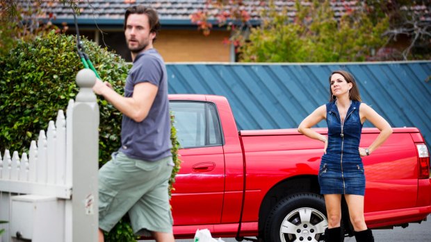Dave Thornton and Michala Banas in <i>Upper Middle Bogan</i>, one satire of working class life.