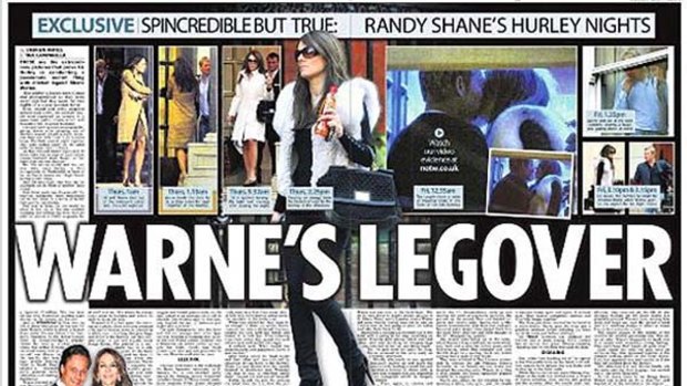 The News of the World story about the alleged romance between Shane Warne and Liz Hurley.
