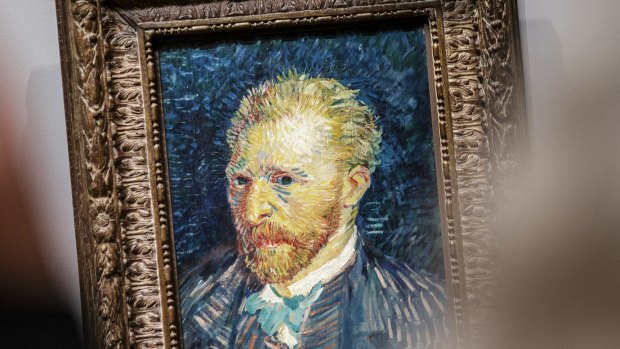 A self-portrait of van Gogh on display at the National Gallery of Victoria. 