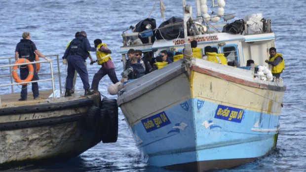 A refugee boat arrives at Christmas Island.