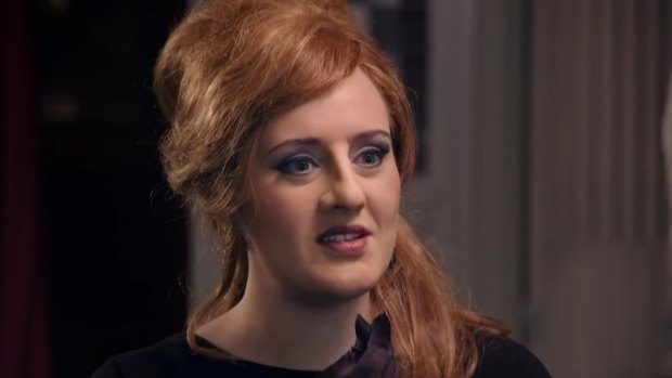 British singer Adele donned a prosthetic nose to impersonate herself for a segment on the BBC.